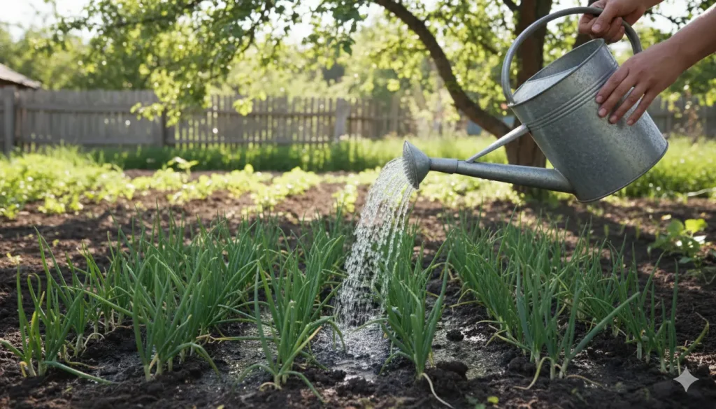 arroser les oignons après plantation