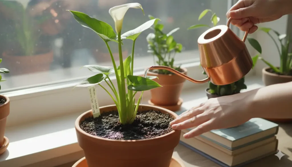 eau utiliser pour arroser un arum d’intérieur