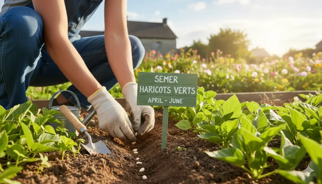 semer les haricots verts sous abri