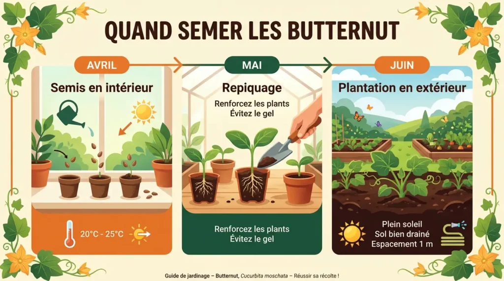semer la butternut en intérieur
