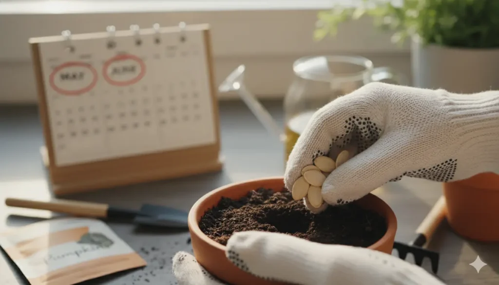 semer les potirons en intérieur