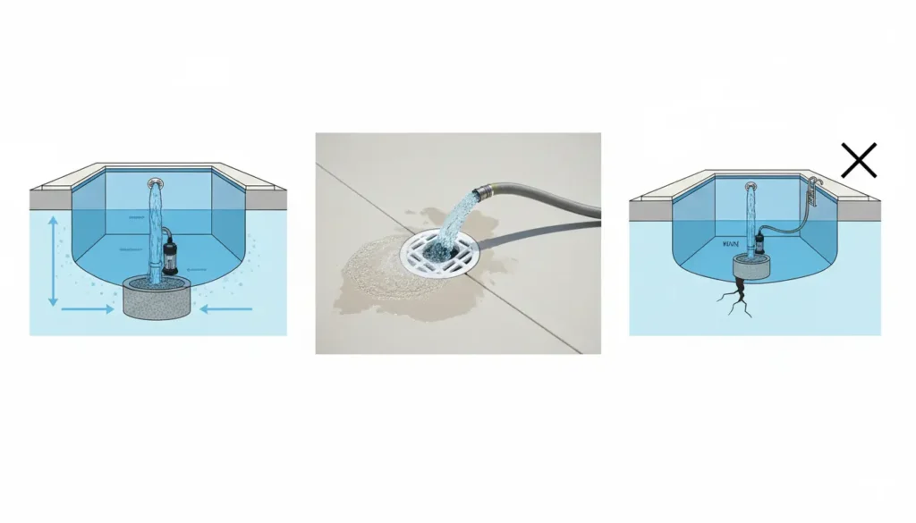 vider le puit de décompression d'une piscine