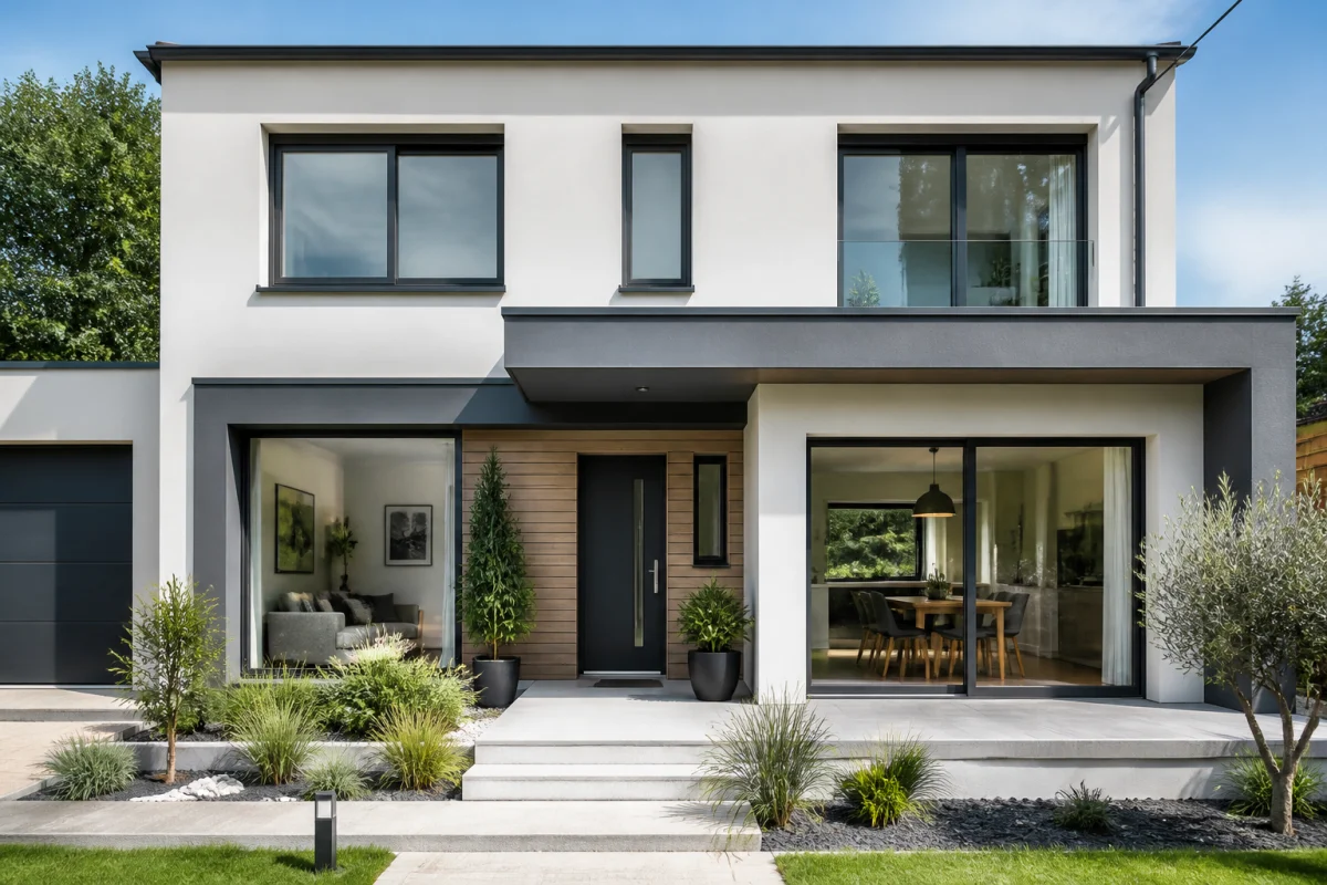 isolation thermique maison neuve 8d57 1 Façade d’une maison neuve basse consommation avec grandes fenêtres double vitrage et cadres parfaitement isolés